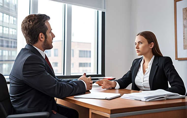 **A lawyer actively listening to a client in their office. The scene should convey trust and empathy, focusing on the human connection rather than legal jargon. Include modern office elements and soft, natural lighting.**