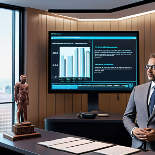 Home 14 A professional legal expert, looking composed and insightful, stands in a modern, tech-forward law office. A holographic interface displays complex legal data analytics and AI-driven insights, while a classic law book rests on a nearby desk, symbolizing the fusion of deep traditional knowledge with cutting-edge innovation. The scene emphasizes continuous learning and strategic thinking in a dynamic, evolving legal landscape.